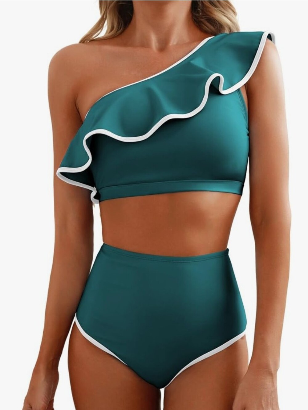 One Shoulder Teal Bikini